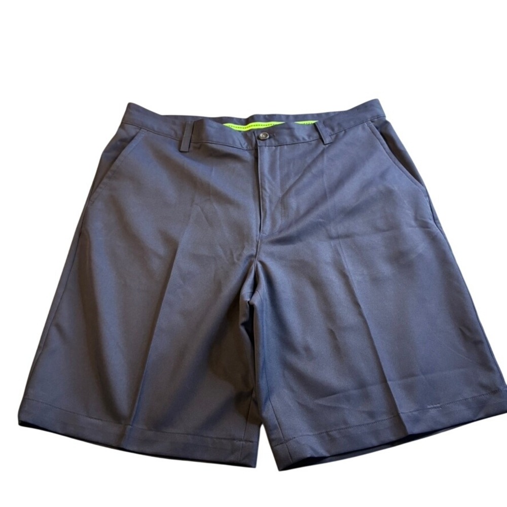IZOD Golf Mens Navy Blue Performance Flat Front Shorts Sz 36 10" Inseam Sporty